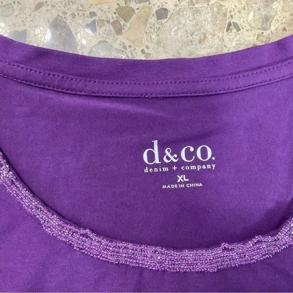 319- D&Co NEW Purple Long Sleeve Top, Size X-Large. Cotton Blend. - Picture 3 of 5